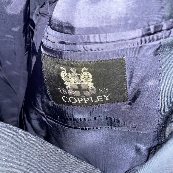 Coppley 1883 Men’s Dress Blazer Size 46L Navy Blue Wool Business Formal - Picture 2 of 14